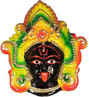 SUNINOW Kaali Maa Terracotta Vastu Feng Shui Beautiful Maa Kali Face Murti Idol Statue Sculpture Wall Hanging Decorative Showpiece  -  12 cm