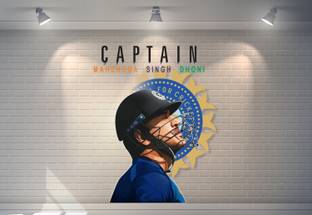 DivineDesigns 56 cm Mahendra Singh Dhoni Self Adhesive Sticker