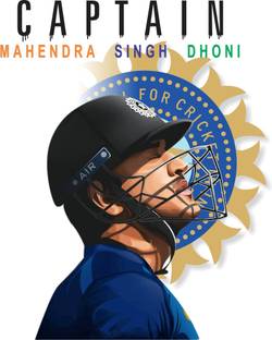 DivineDesigns 56 cm Mahendra Singh Dhoni Wall Sticker ( Size :- 56 X 66 cm ) Self Adhesive Sticker