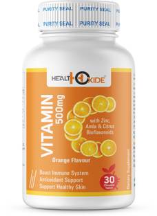 HEALTHOXIDE Vitamin C – Amla and Citrus Bioflavonoids for Immunity, skin-Chewable Orange