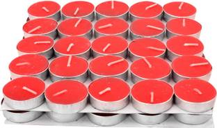 Apollo Set of 50 pcs Wax Tealight Candles with 3 to 3.5 Hrs Burn Time (Red,Pack of 50), High Quality Wax Candle