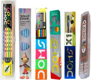 DOMS X1 PENCIL+ DOMS Y1 PLUS PENCIL+DOMS NEON RUBBER TIPPED PENCIL+ DOMS ZOOM PENCIL+ DOMS NEON GROOVE SLIM TRIANGLE PENCIL + DOMS GROOVE SLIM TRIANGLE PENCIL Pencil