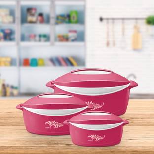 MILTON Delight Jr. Inner Stainless Steel Gift (520 ml, 820 ml, 1.3 Litres) Pack of 3 Thermoware Casserole Set