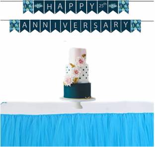 Balloons 25th Happy Anniversary Banner for Decoration/Celebration and Parties/25th Happy Anniversary Banner /25th Anniversary Banner (Blue) Banner