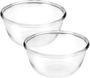 TREO Glass Serving Bowl Borosilicate Mixing Bowl Set of 2, 1000 ml