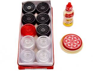 SSS Carrom Coin Set with Striker and Carrom Powder Carrom Pawns