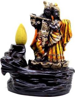 The Craft Store Lord Radha Krishna Statue Smoke Fountain Backflow Incense Holder Polyresin Incense Holder