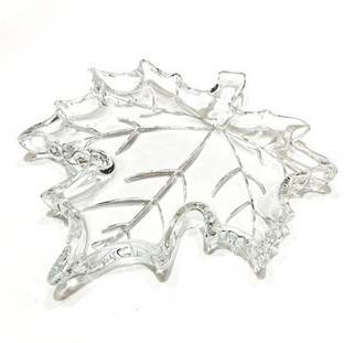 Maples GLASS FRUIT PLATE LEAF SHAPE MAPLE LEAF SHAPE SERVING TRAY CLEAR LARGE TRANSPARENT (PACK OF 1) Tray