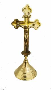 salvusappsolutions Christian Jesus Christ Holy Cross Idol | Brass Jesus On Cross_200 gm- 7.8 Inch Decorative Showpiece  -  19 cm