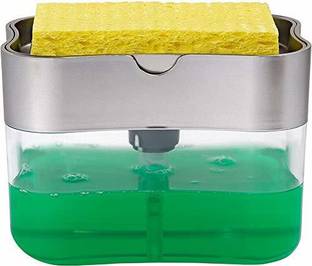 Easydex Soap Dispenser for Kitchen + Sponge Holder 2-in-1 - Innovative Design - Premium Quality Dish Soap Dispenser - Counter Top Sink Dispenser - Instant Refill - Durable & Rustproof 130 ml Soap, Gel, Foam, Liquid Dispenser