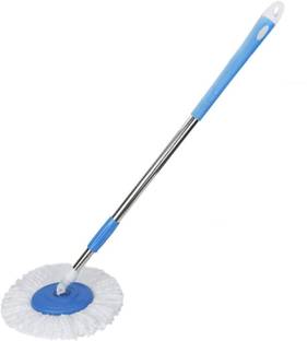 Bazaar Gali 360° Spinning Stainless Steel Rod Set with Smart Lock System and 1 Microfiber Refill Mop Rod