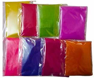 Dms Retail Rangoli Colors Set of 8 Multi Color - 50 Grams Each -Diwali Floor Decoration/Home Decoration Rangoli Stencil