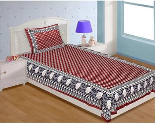 KAPTS GROUP 300 TC Cotton Single Jaipuri Prints Flat Bedsheet