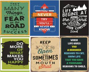 Combo Pack of 6 HD Motivational Wall Posters and Inspirational Quotes for Office,Gym,Cafe,Hostel room,Study centre,Wallpaper,Wall hanging and Home 300GSM Thick Paper, (13 inch X 19 inch, Rolled) Paper Print