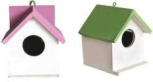 SIDDHARTH FISH FARM Bird House Bird Nest for Sparrow Combo of 2 Light Green and Pink Bird House