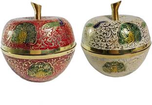 MOZO HUB Brass Vegetable Bowl MOZO HUB Brass Red and White Apple set