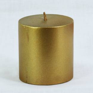Maxime Decorative Gold Pillar Candle - 3"(H) X 3"(D) | Candles for Decoration | Candles for Home Décor | Centerpieces for Dining Room | Candles for gifting Candle