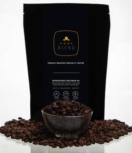 HOME BLEND Whole Bean Coffee - Monsooned Malabar AA Arabica 100% - Indian Specialty Coffee - Pack of 250g (Medium Roast) Coffee Beans