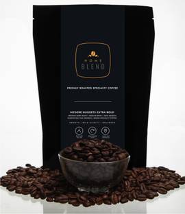 HOME BLEND Whole Bean Coffee - Mysore Nuggets Extra Bold - Indian Specialty Coffee - Plantation AAA Arabica (100%) - Pack of 250g (Dark Roast) Coffee Beans