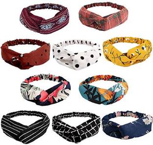 HNB23 10 Pcs Boho Headbands for Women Hair Bands for Women's Hair Boho Headband Cute Hair Bands Headwraps for Women Knotted Headbands for Women Boho Headbands for Women (10 Pcs Boho Hairbands) Hair Band