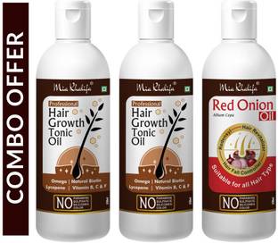 Mia Khalifa 100 % Pure and Natural Hair Growth Tonic For Hair Regrowth, Anti Hair Fall 100 ML X 2 (200 ML) + Red Onion Oil with Redensyl + Hair Revitalizer, Hair Regrowth & Hair Fall Control Hair Oil 100 ML Hair Oil
