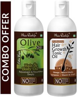 मिआ खलीफा 100% प्योर ऑलिव ऑइल बालों के रिग्रोथ और शरीर को सपोर्ट करने के लिए, रेजुवेनेट और नरिश करता है बालों के दोबारा उगने के लिए डीपली 150 ML 100% प्योर और नैचुरल हेयर ग्रोथ टॉनिक, एंटी हेयर फॉल 200 ML (2 बोतल का सेट) (350 ML) केश तेल