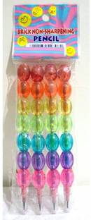 Quinergys ™Rainbow Color Brick Non-Sharpening Stack Pencil Set for Kids (Pack of - 1) 4 Pencil Pack Pencil