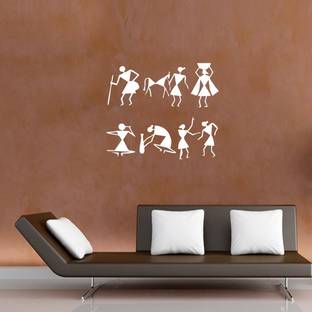 SUDSRSHAN STICKER 50 cm Tribal Warli Art decorative wall sticker 50cm x 60cm Self Adhesive Sticker