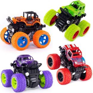 GoodsNet Friction Powered Mini Monster Cars for Kids With Big Rubber Tires (Multicolor, Pack of: 4)