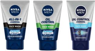 NIVEA All In One Charcoal (100 ml), Oil Control (100 ml) & Oil Control Charcoal (100 ml)  (Pack of 3) #243 Face Wash