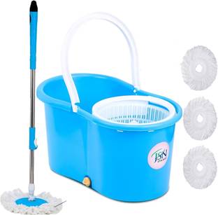 JSN 360 Degree Spin Floor Cleaning Easy Bucket Mop with 4 Microfiber Heads Mop Set