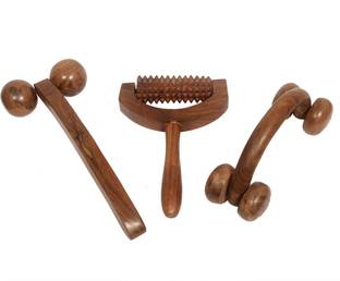 All About Wood COMBO-02 Sheesham Hand Roller Body & Foot Massager- Stress Relief- Acupressure- Set of 3 Massager