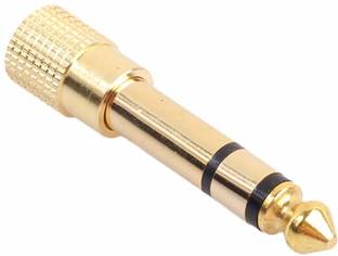 Crystonics Golden 3.5mm Female to 6.35mm Male Plug Stereo Audio Jack Converter Phone Converter