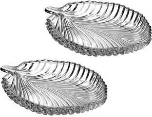 baluda Elegant Leaf Shape Plate Quarter Plate 2 PC K521 For Serving Dry Fruit, Gift & Decor Quarter Plate