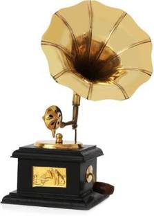 craftfry Craftfry Antique Shopeice Gramophone Golden & Brown , Wooden Brass, Wooden Gramophone
