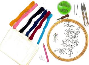 KHUSHA CREATIONS Embroidery Kit for Beginners /Hand Embroidery DIY Kit/Hobby Embroidery Kit
