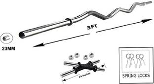 L'AVENIR Gym & Fitness 2pcs. 14" DUMBBELL RODS + 3ft. BEND ROD with ROD LOCKS Weight Lifting Bar