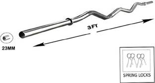 L'AVENIR Gym & Fitness Premium 3ft. CURL / BEND ROD / EZ (23mm) with ROD LOCKS Weight Lifting Bar