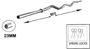 L'AVENIR Gym & Fitness 4ft BEND / CURL / EZ Rod (23mm) with Rod LOCKS Weight Lifting Bar