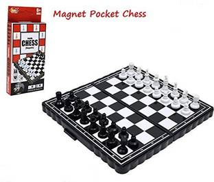 SANJARY Mini Foldable Chess Game with 32 Magnetic Pawns and Easy to Carry in Pockets Party & Fun Board Game