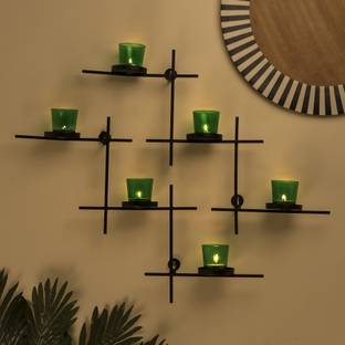 Flipkart SmartBuy Black Scorching Ladder with Six Votive Green, Wall Hanging Candle Tealight Holder, Set of 2 Iron Tealight Holder