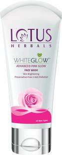 LOTUS HERBALS WhiteGlow Advanced Pink Glow  For Skin Brightening & Gentle Cleansing with Anti-Pollution Property, Preservative Free formula Face Wash