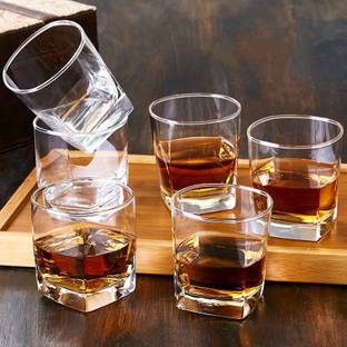 happy penguin (Pack of 6) Small Plaza Square juice Glass for Welcome drink , Pack of 6 , 170 ML Glass Set Water/Juice Glass