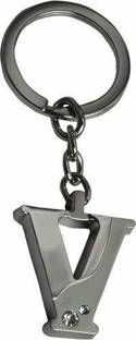 V E Alphabet Letter V Metal Silver Key Ring for Men and Women Key Chain