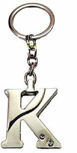 V E Alphabet Letter K Metal Silver Key Ring for Men and Women Key Chain