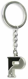 V E Alphabet Letter P Metal Silver Key Ring for Men and Women Key Chain