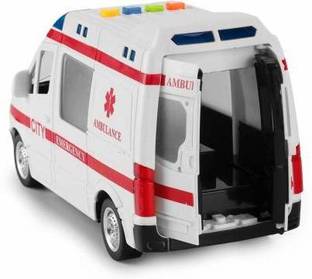 BHALALA ENTERPRISE Rescue Ambulance Friction Powered 1:16 Scale Toy Car (White)