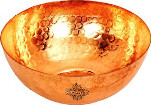 IndianArtVilla Copper Serving Bowl Hammered Copper Serving Bowl, Serveware Dinnerware, Diameter 4 Inch, Brown