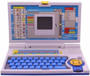 SHARDAPRODUCTS English Learning and Educational Notebook Kids Laptop Toys with 20 Fun Activities for 3 Year Old Boys and Girls (Blue)