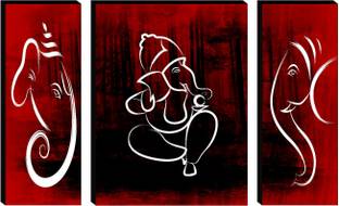 saf Ganesha Set of 3 Digital Reprint 12 inch x 18 inch Painting